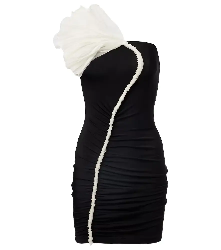 Nensi Dojaka Floral-appliqué asymmetric minidress