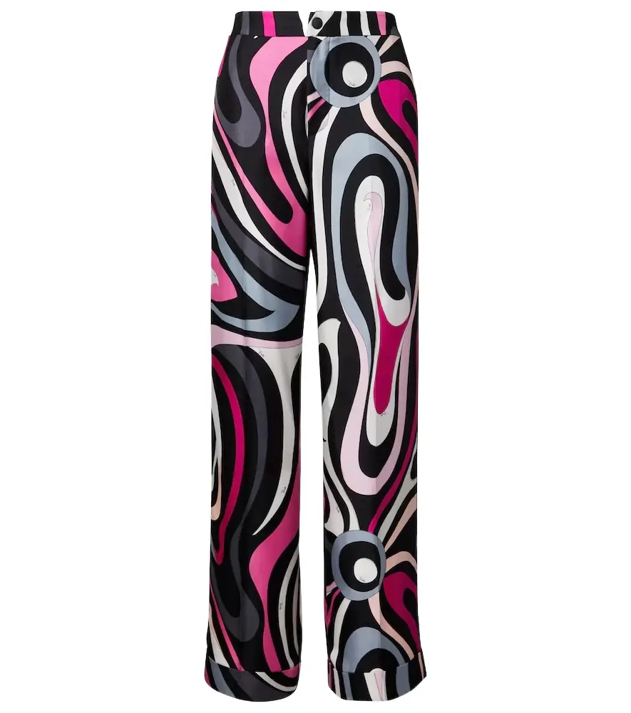 Pucci Marmo silk twill straight pants