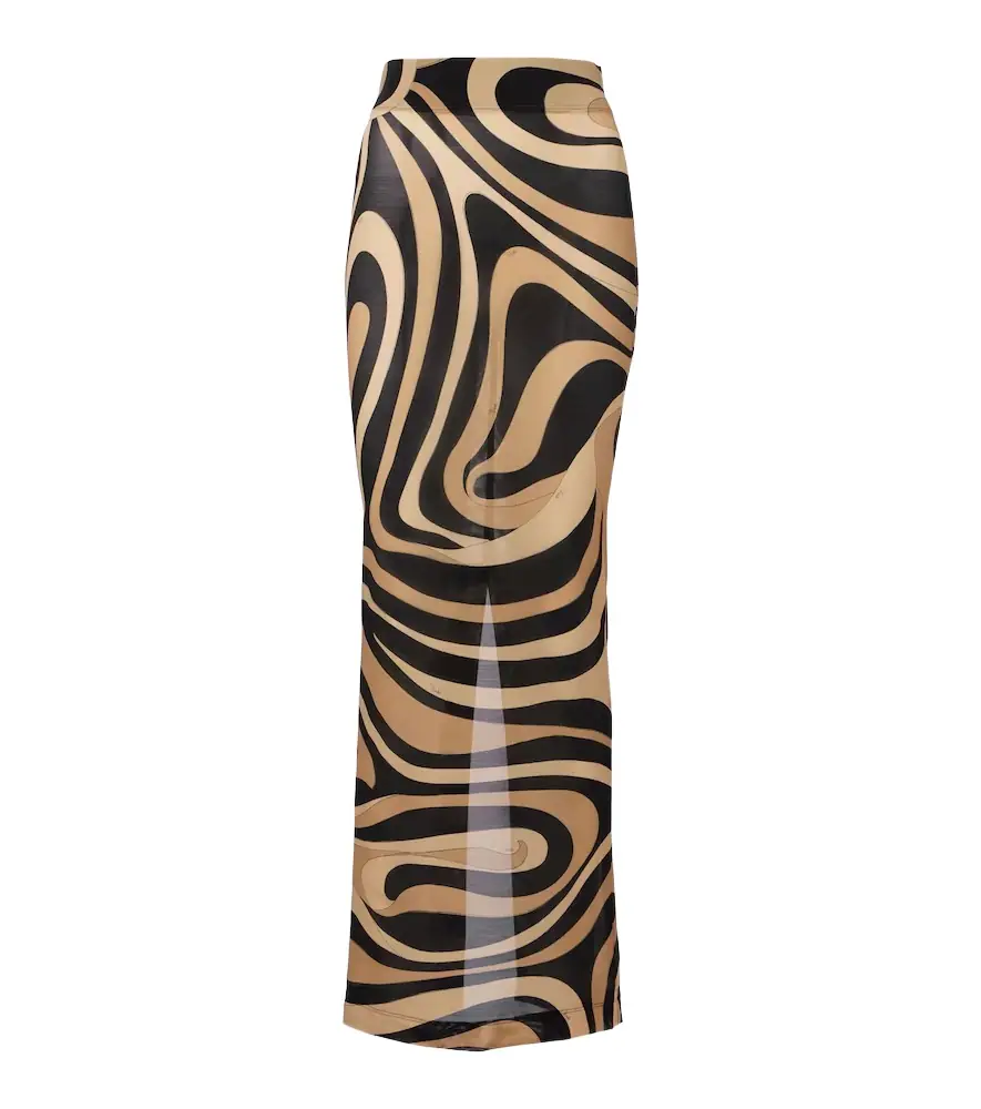 Pucci Printed semi-sheer maxi skirt