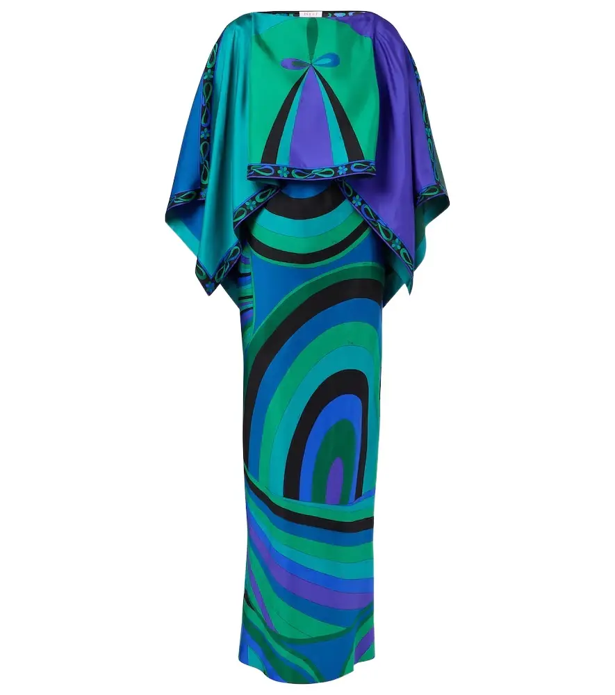 Pucci Iride silk twill maxi dress and cape set