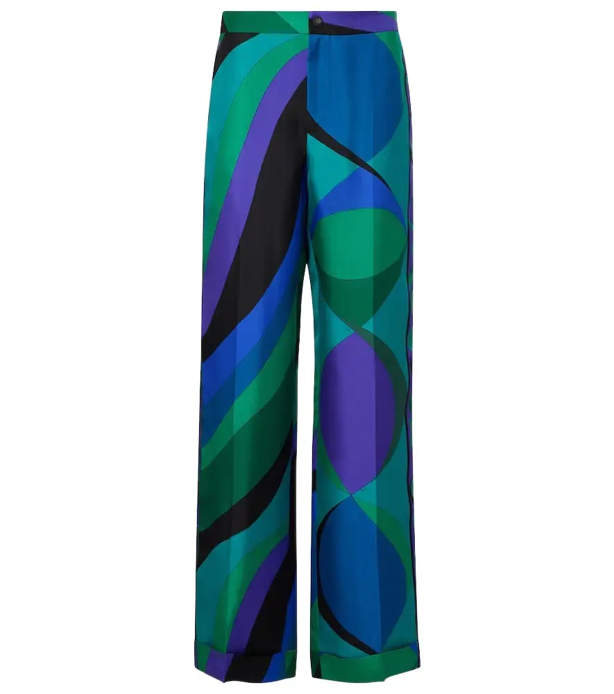 Pucci Printed silk wide-leg pants