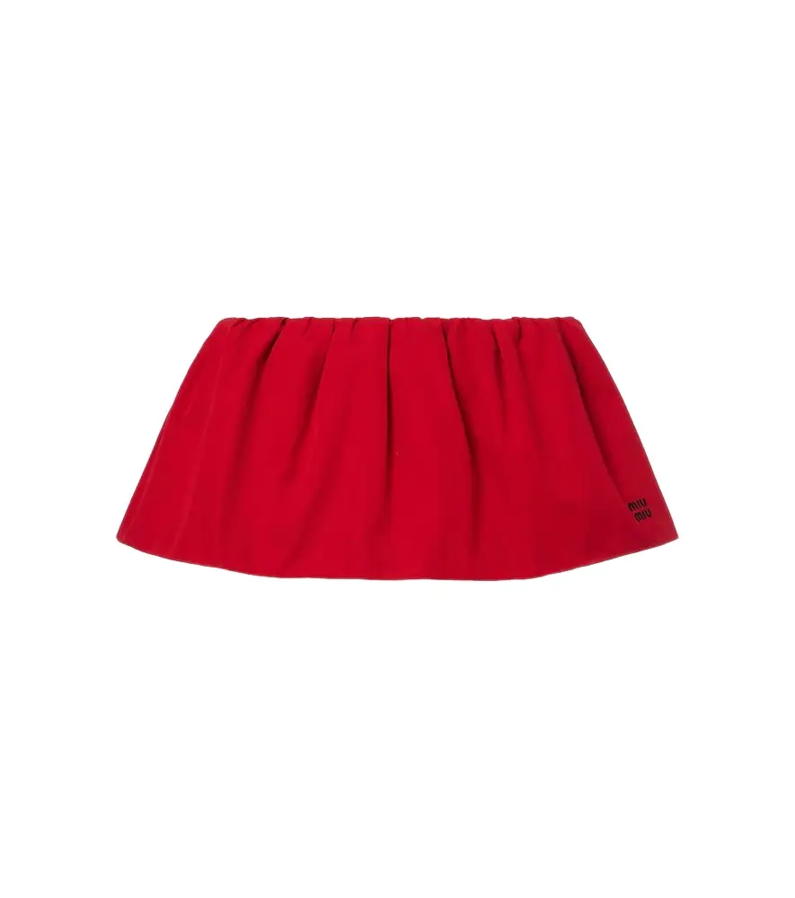 Miu Miu Gathered cotton poplin miniskirt