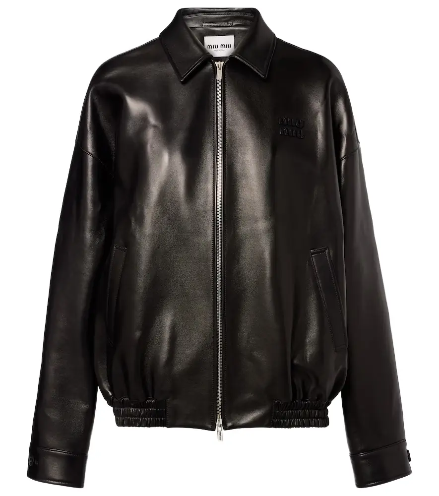 Miu Miu Logo leather jacket