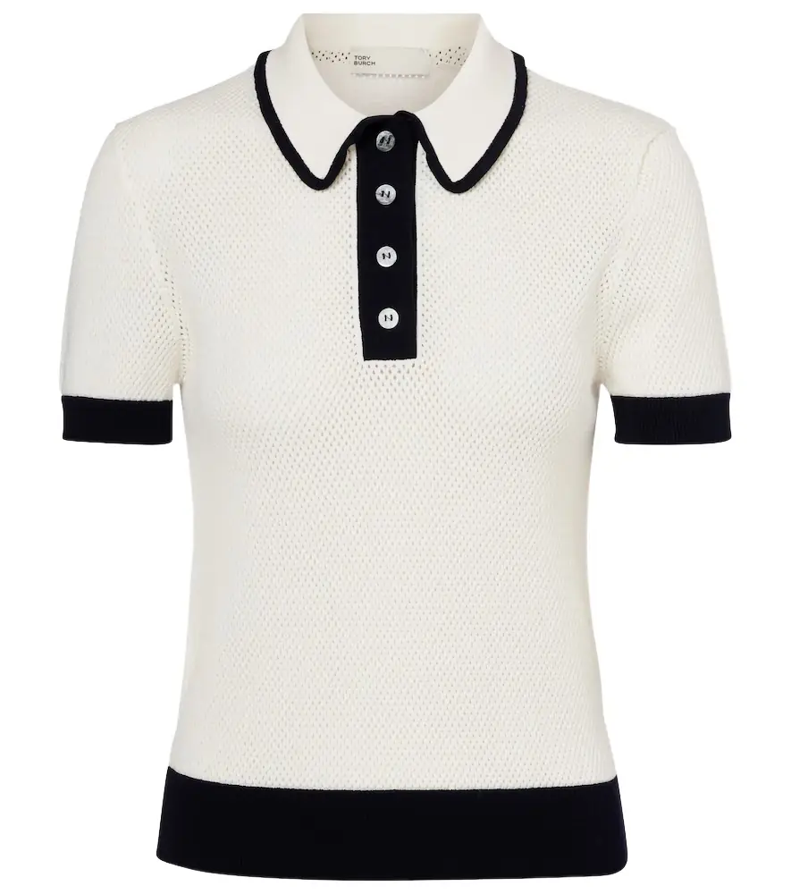 Tory Burch Open-knit polo shirt