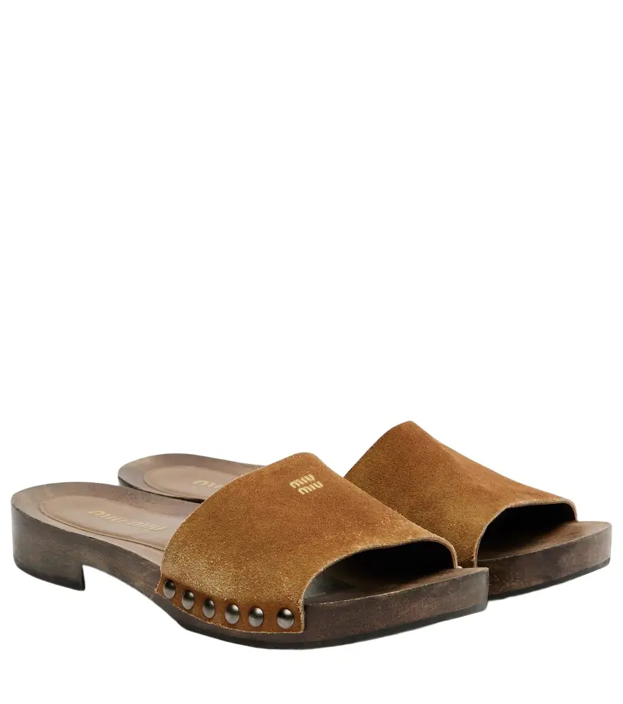 Miu Miu Logo faded suede mules