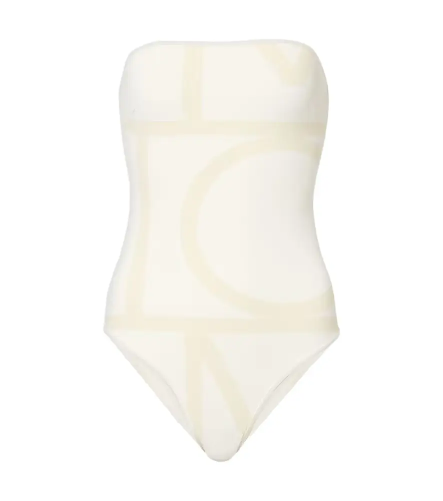Toteme Monogram strapless jersey swimsuit