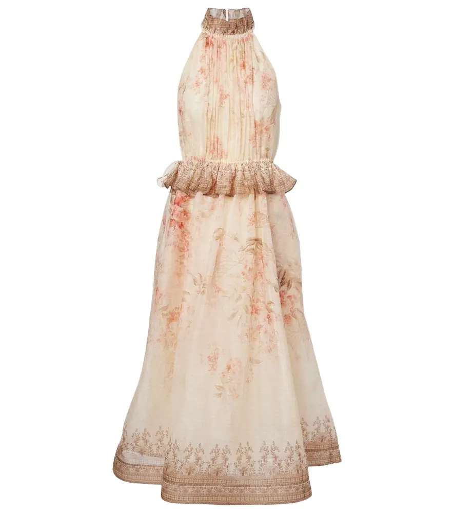 Zimmermann Illuminate floral linen and silk midi dress