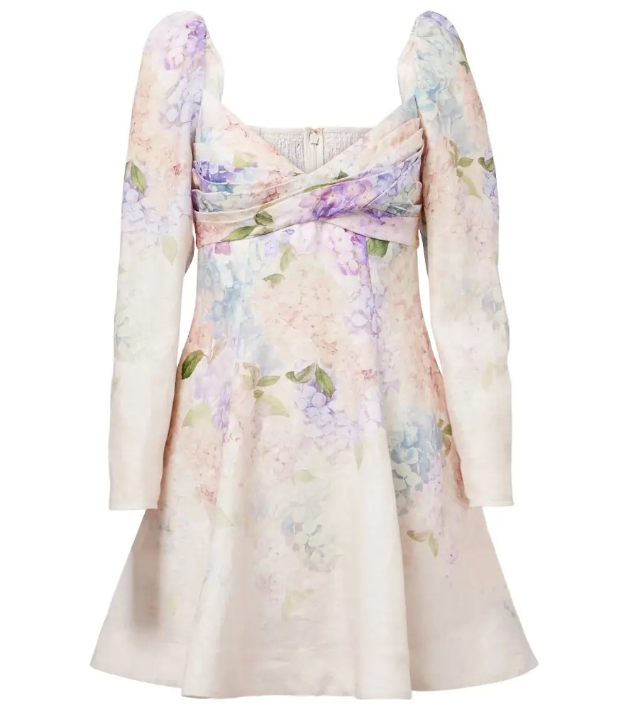 Zimmermann Dawning floral puff-sleeve linen minidress