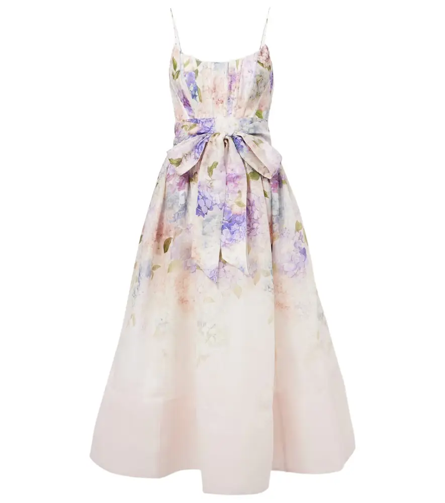 Zimmermann Dawning floral silk and linen corset dress