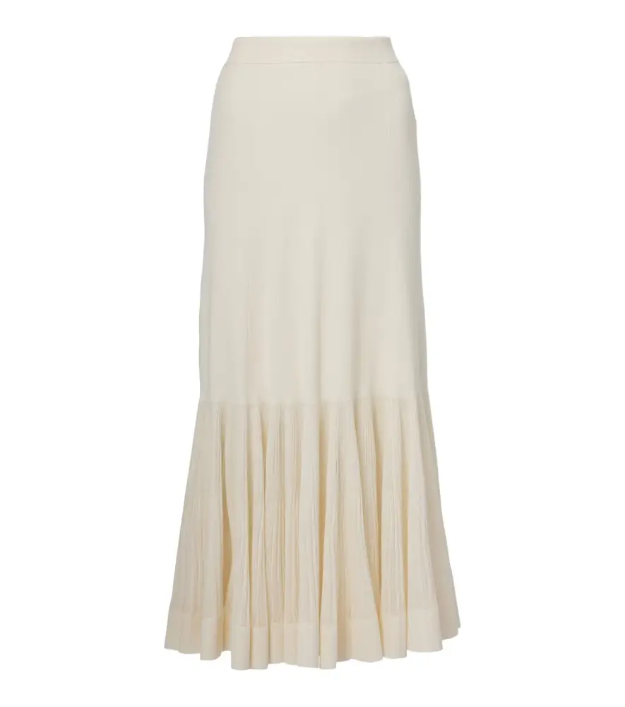 Zimmermann Illuminate pleated ribbed-knit midi skirt