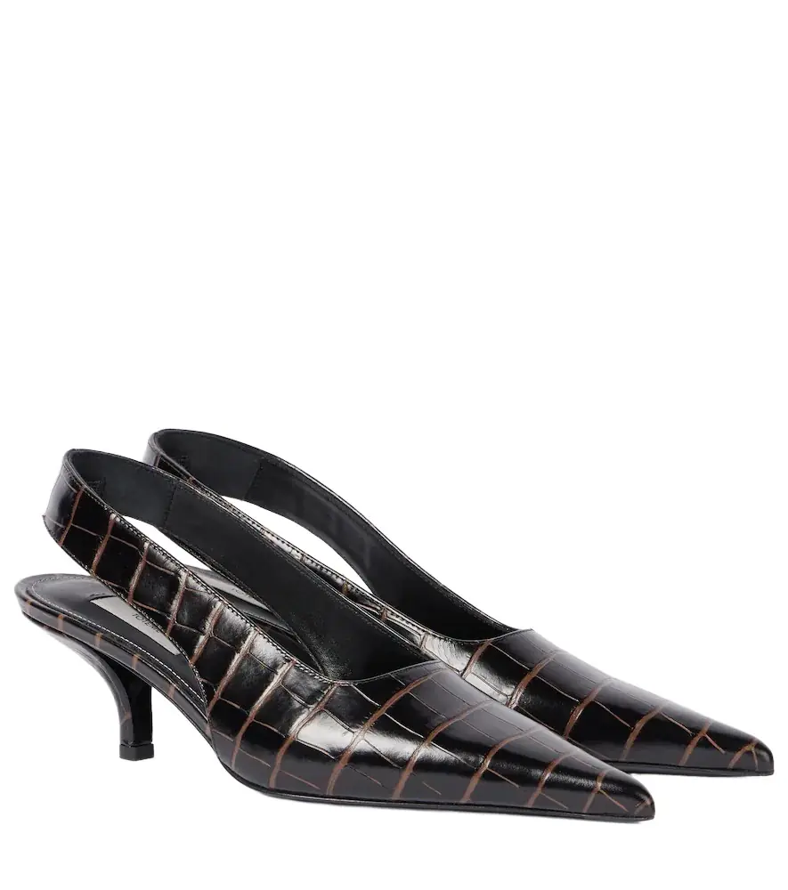 Toteme Croc-effect leather slingback pumps