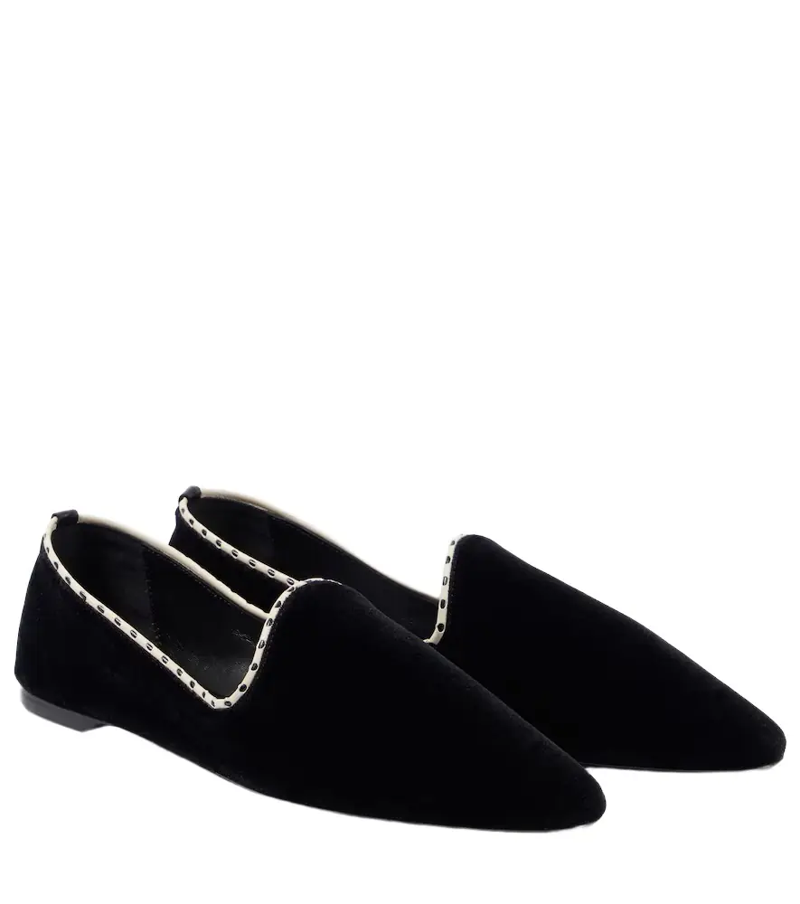 Toteme Leather-lined velvet slippers