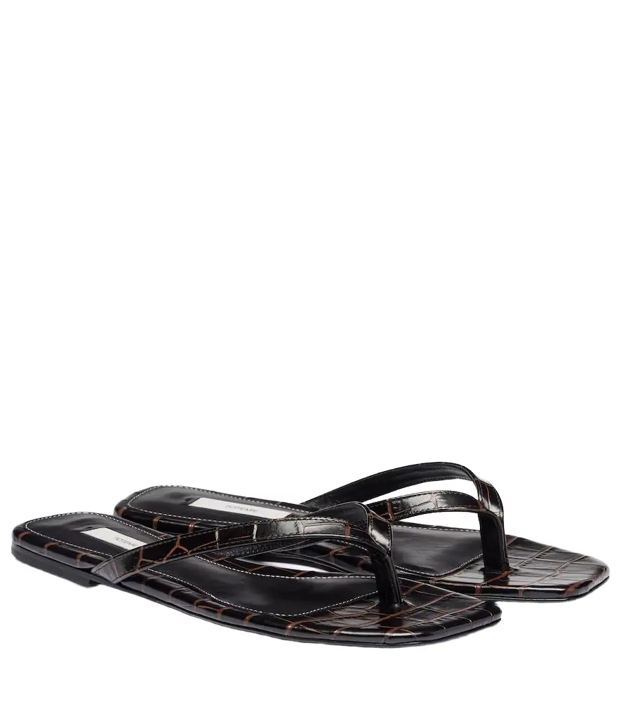 Toteme Croc-effect leather thong sandals