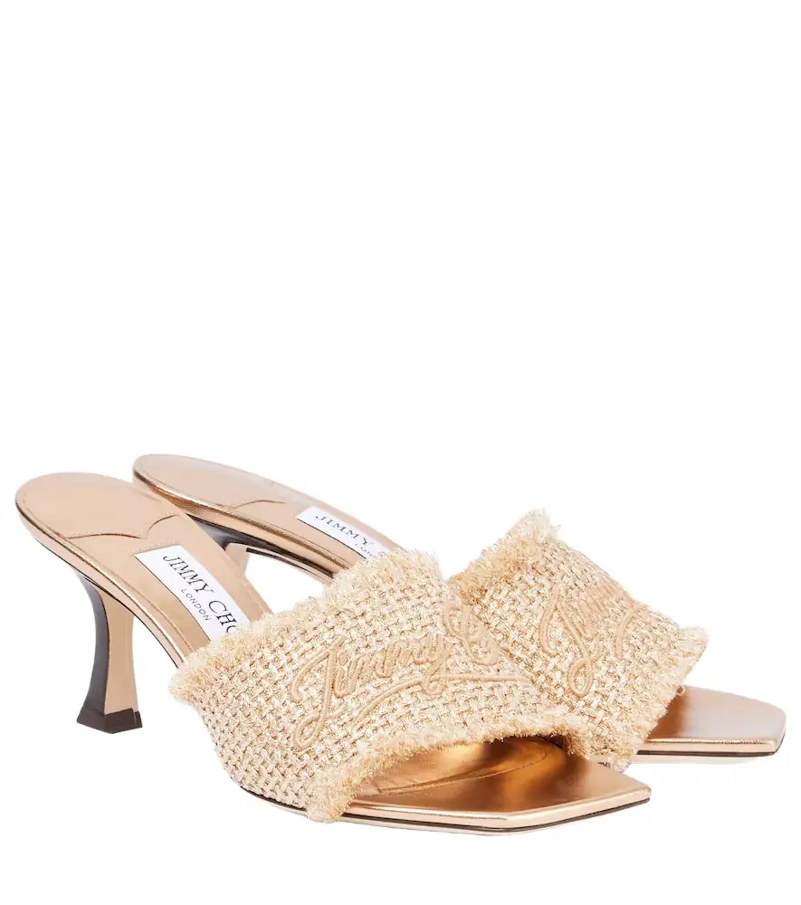 Jimmy Choo Alexia 70 logo woven lamé mules - Women's Shoes