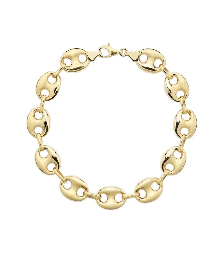 Stone and Strand Puffed Maritime 14kt gold chain bracelet