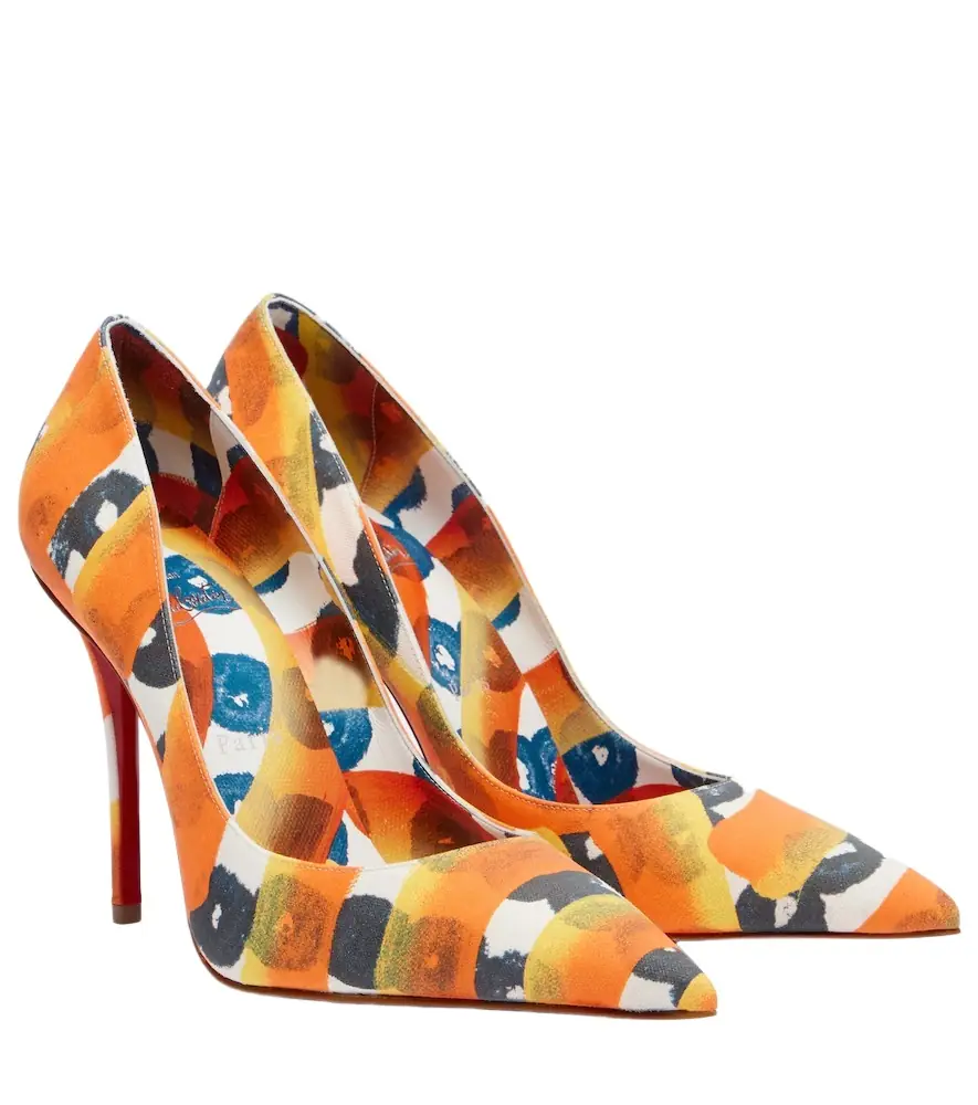 Christian Louboutin Miss Z 100 printed satin crêpe pumps