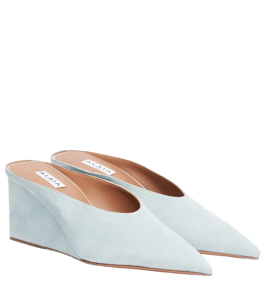 Alaia Alaïa Cube 75 suede wedge mules