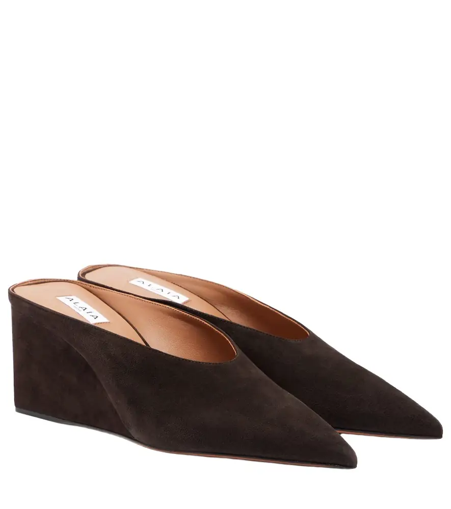 Alaia Alaïa Cube 75 suede wedge mules