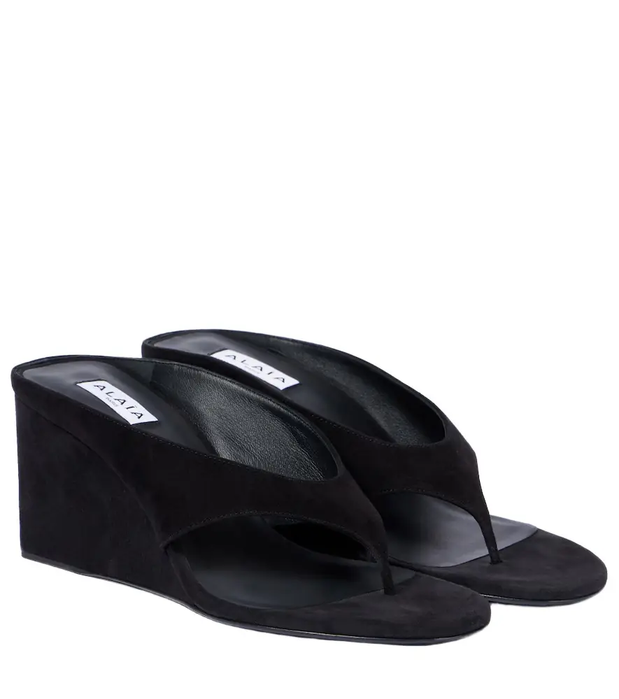 Alaia Alaïa Cube 75 suede wedge thong sandals