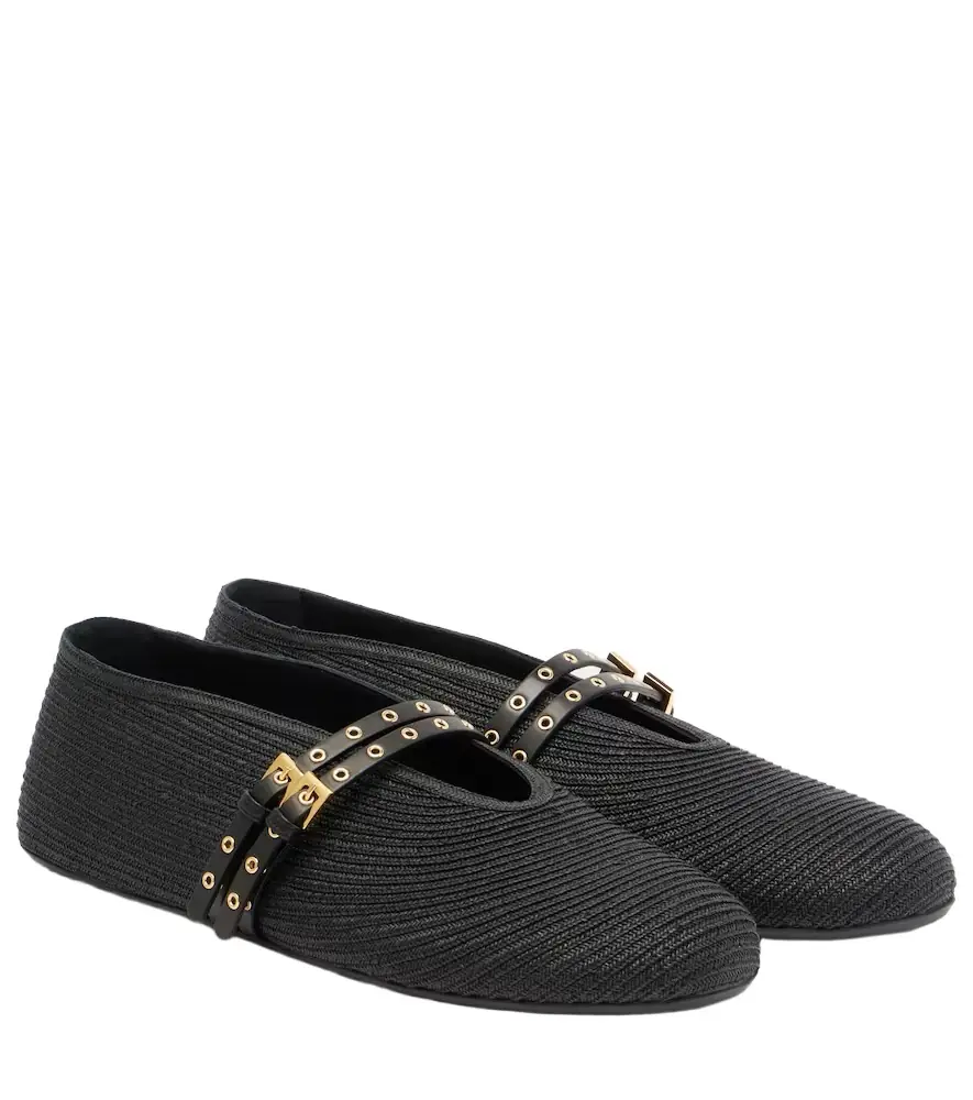 Alaia Alaïa Leather-trimmed ballet flats