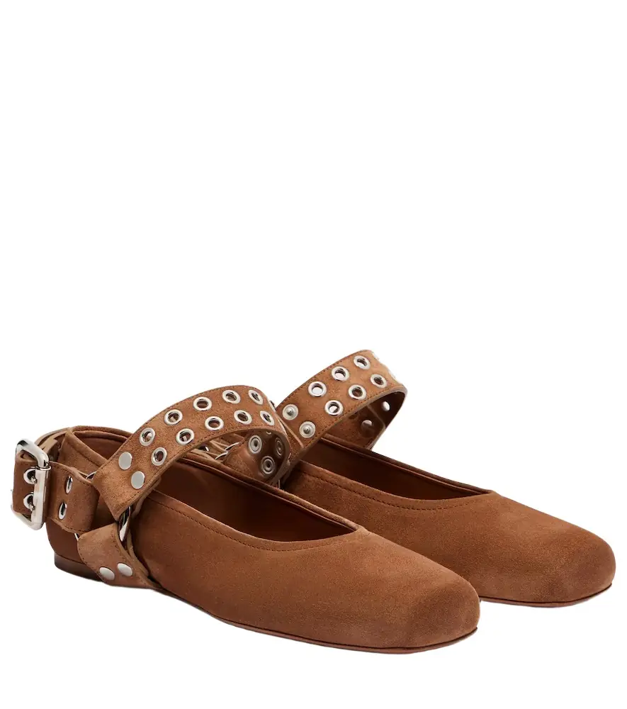 Alaia Alaïa Biker suede Mary Jane flats
