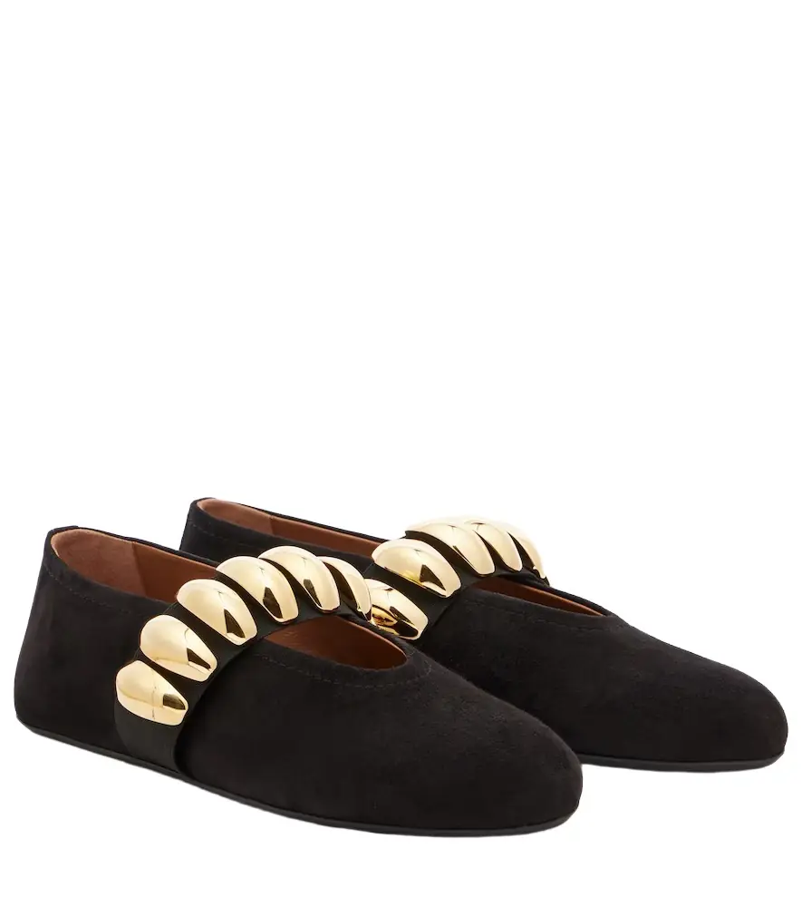 Alaia Alaïa Embellished suede ballet flats