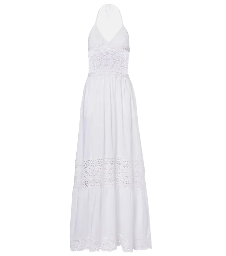 Anna Kosturova Filigree crochet halterneck maxi dress