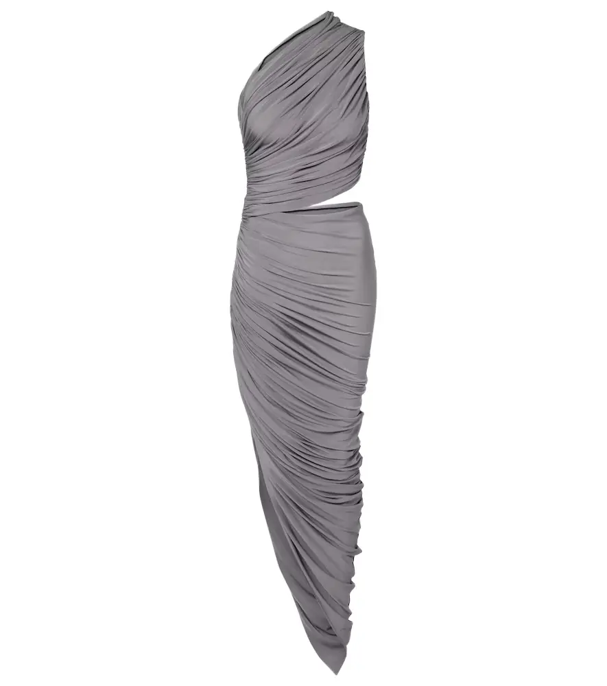 Alaia Alaïa Asymmetric ruched jersey maxi dress