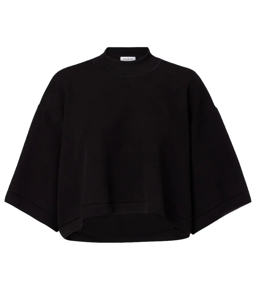 Alaia Alaïa Cropped cotton-blend T-shirt