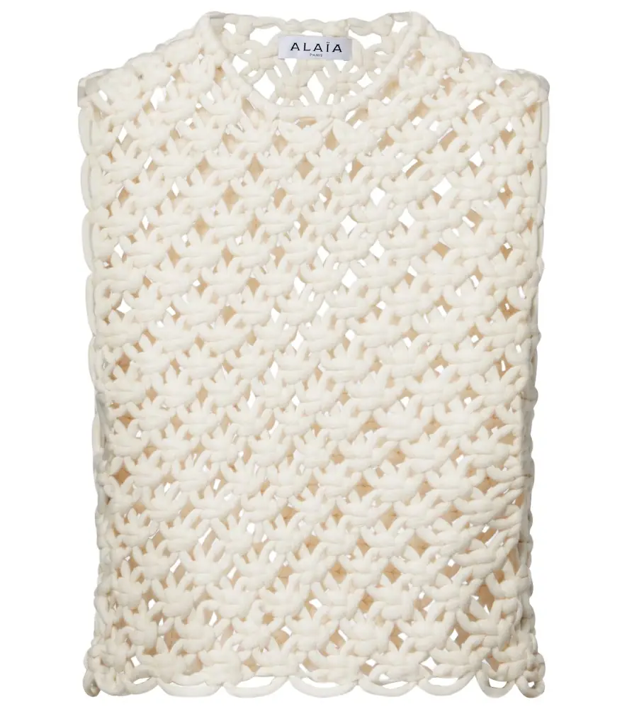 Alaia Alaïa Open-knit cotton-blend top