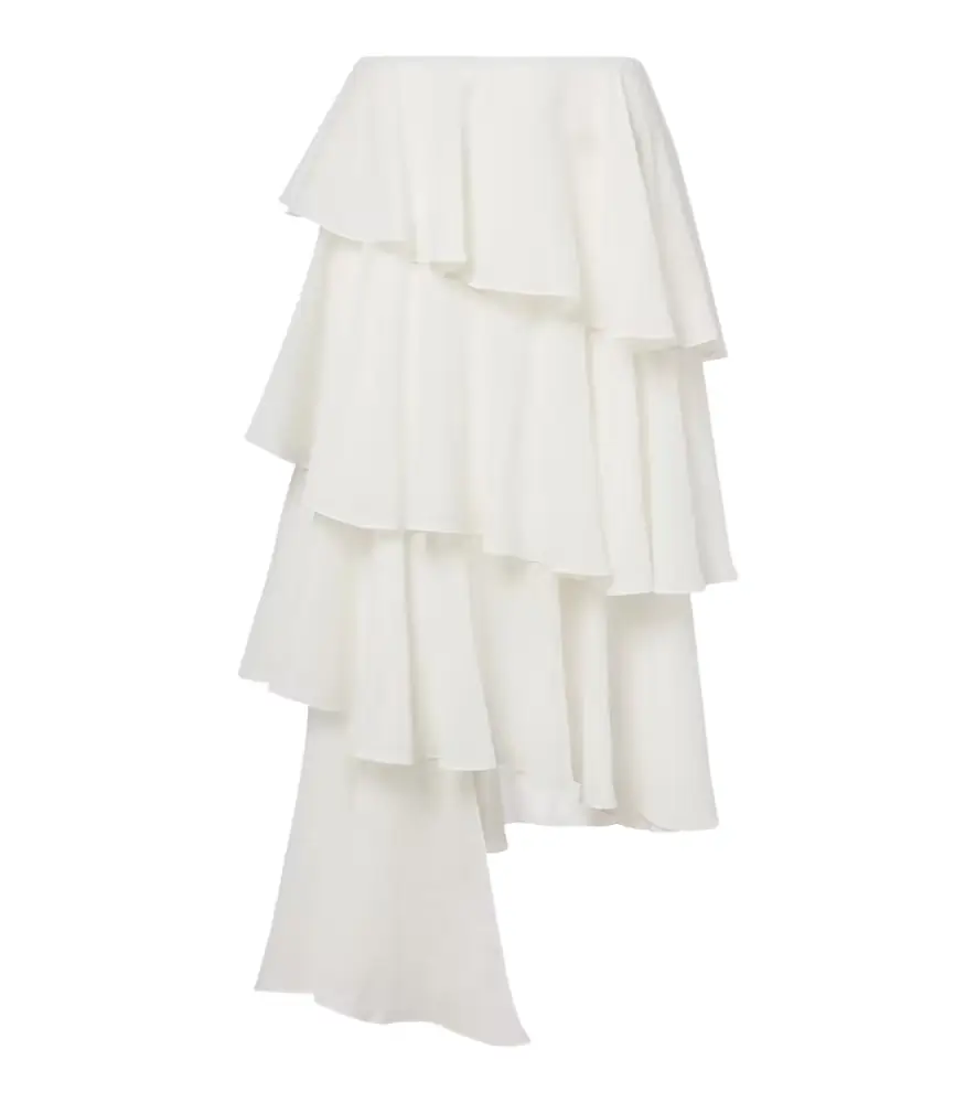 Alaia Alaïa Asymmetric cotton and linen midi skirt