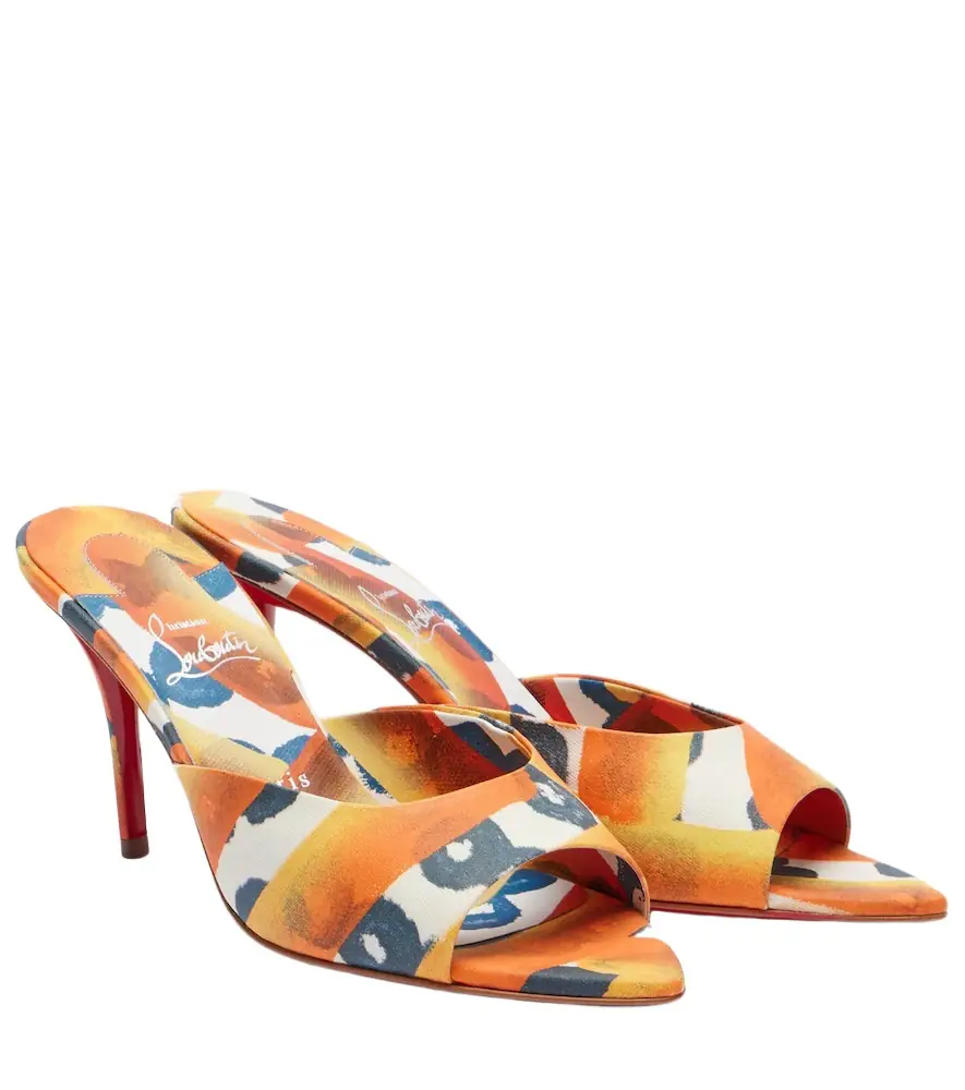 Christian Louboutin Miss Z 80 coated canvas mules