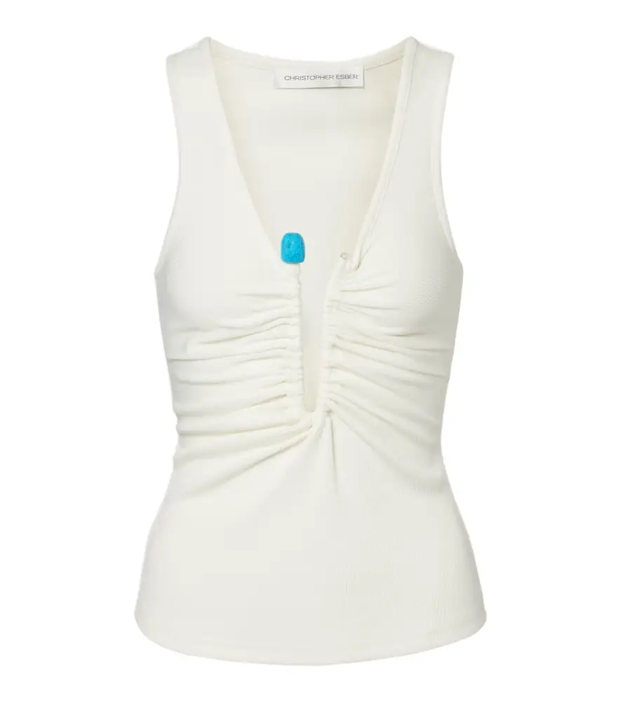Christopher Esber Crystal Pin embellished jersey tank top