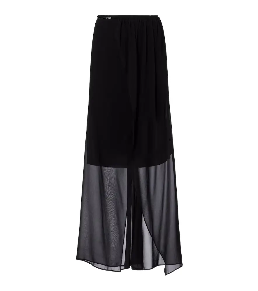 Christopher Esber Chain-detail silk georgette wrap skirt