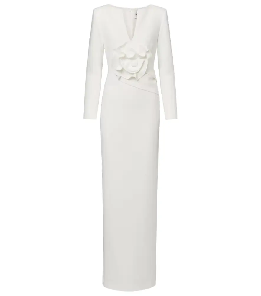 Roland Mouret Bridal floral-appliqué cady gown