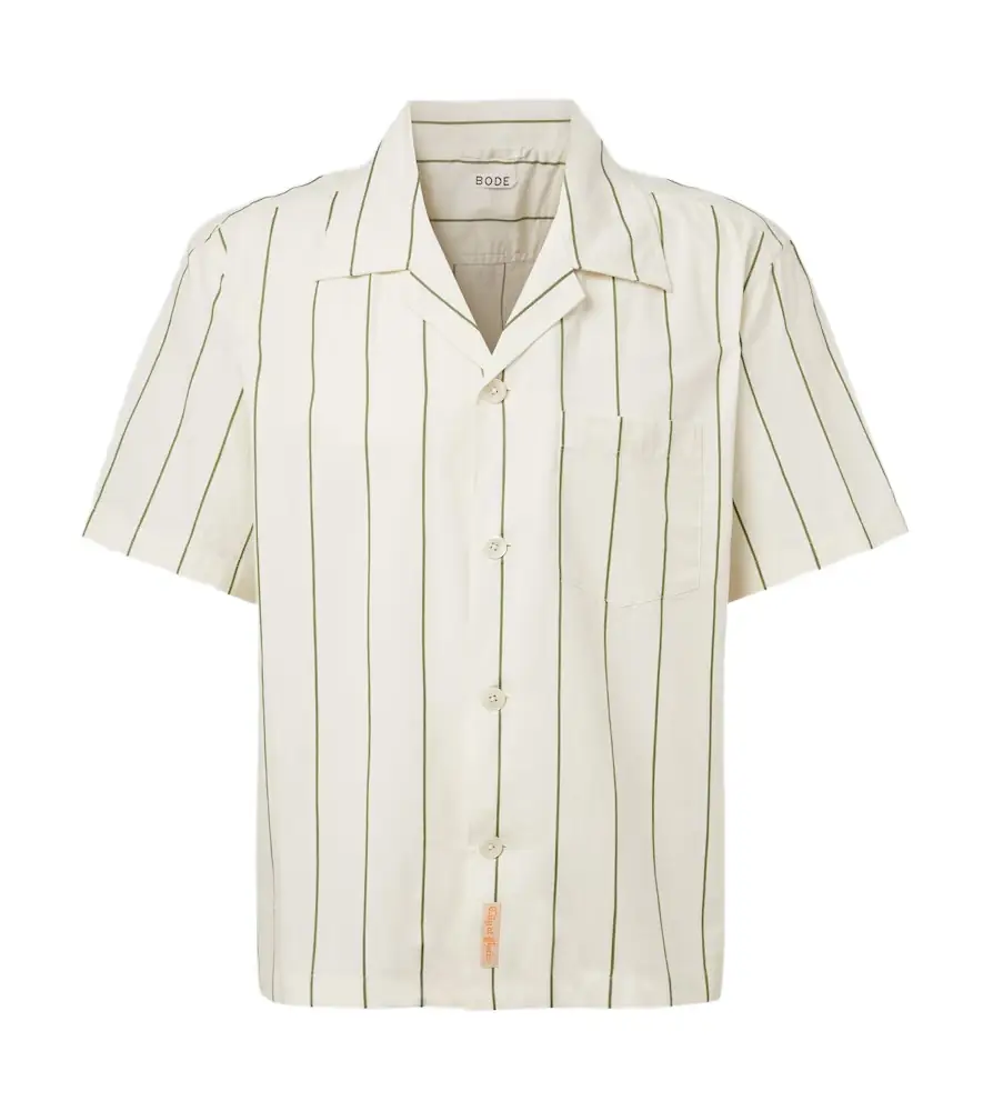 Bode Celery striped cotton bowling shirt