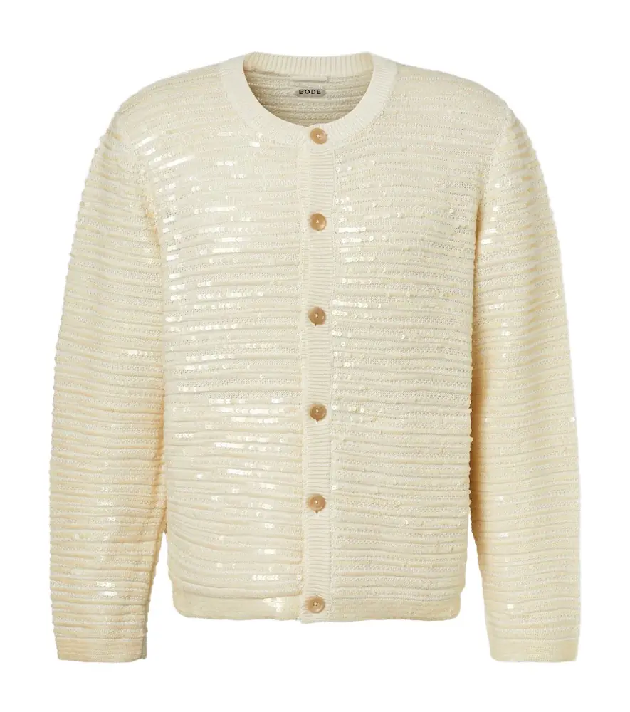 Bode Sequin Spotlight embellished wool cardigan