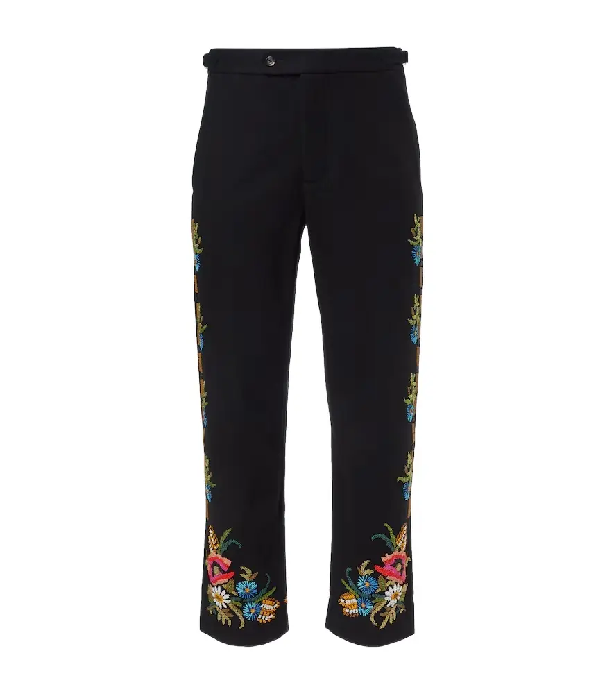 Bode Beaded Aquitaine wool straight pants