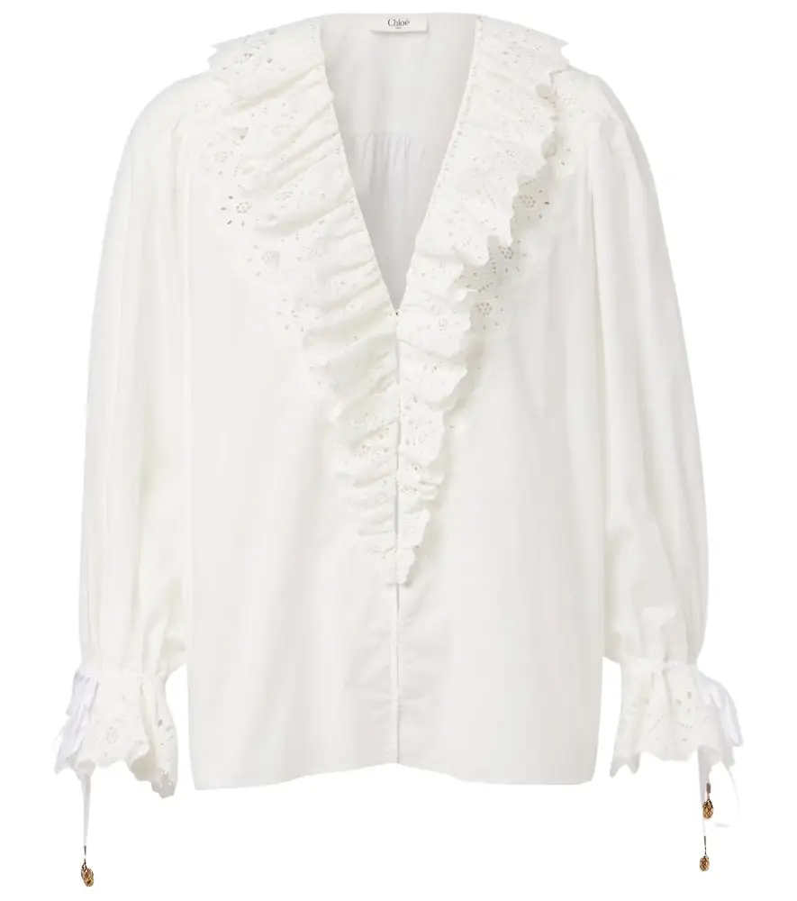 Chloe Chloé Broderie anglaise cotton voile blouse
