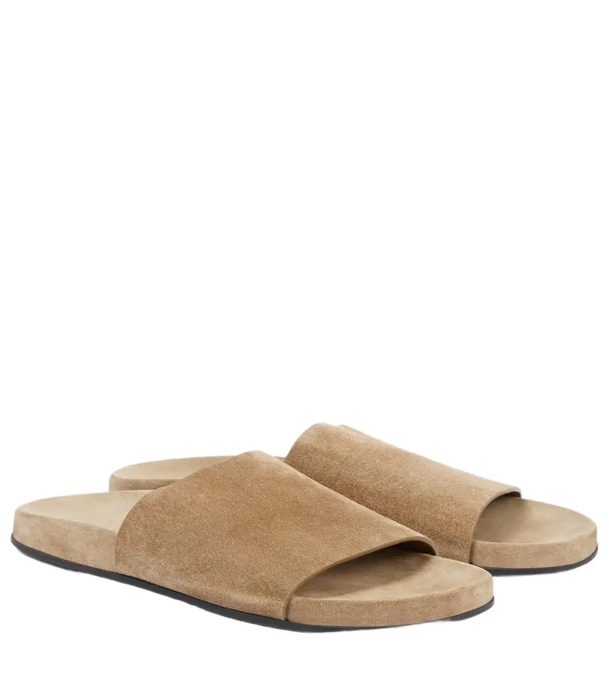 The Row Hugh suede slides