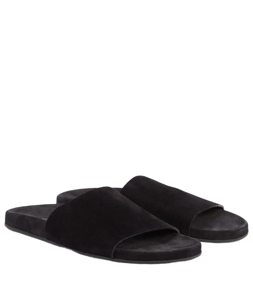The Row Hugh suede slides