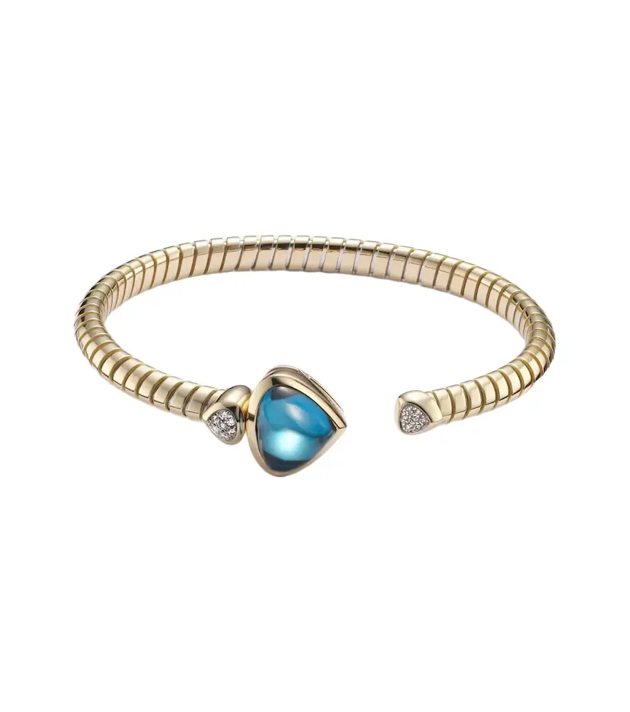 Marina B Trisolina Bypass 18kt gold bracelet with topaz and diamonds