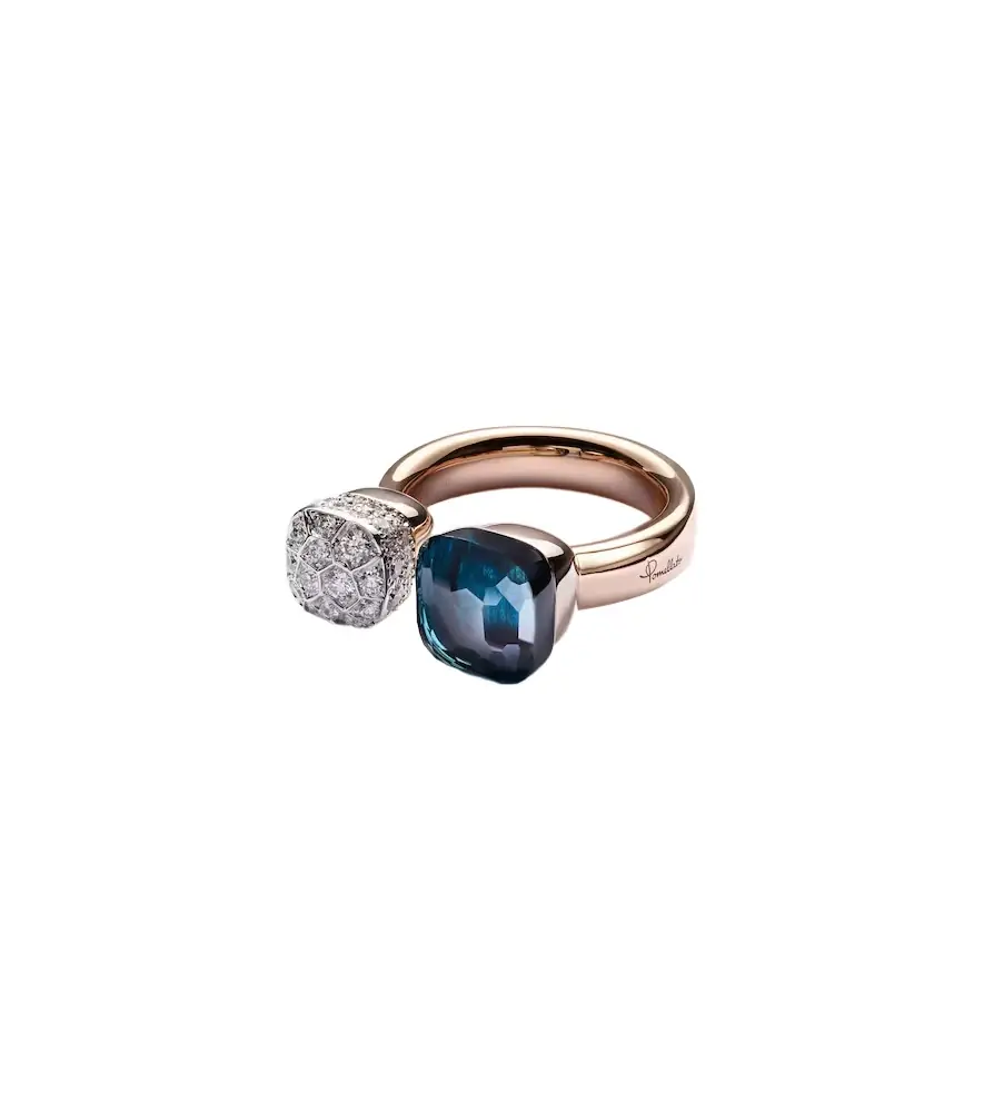 Pomellato Nudo 18kt gold ring with topaz and diamonds