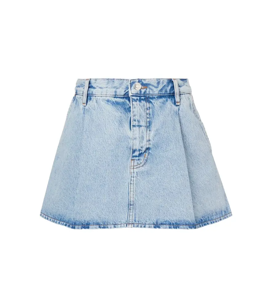 Frame Pleated denim miniskirt