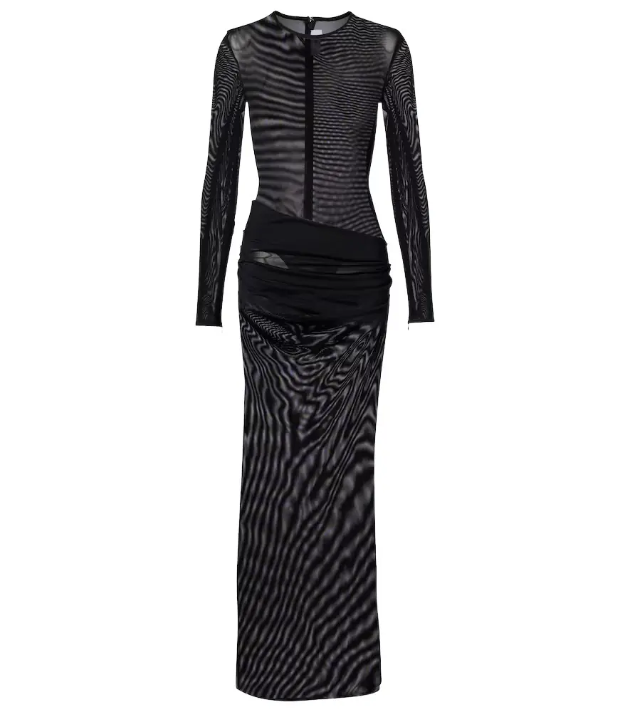 Alex Perry Ruched sheer mesh gown
