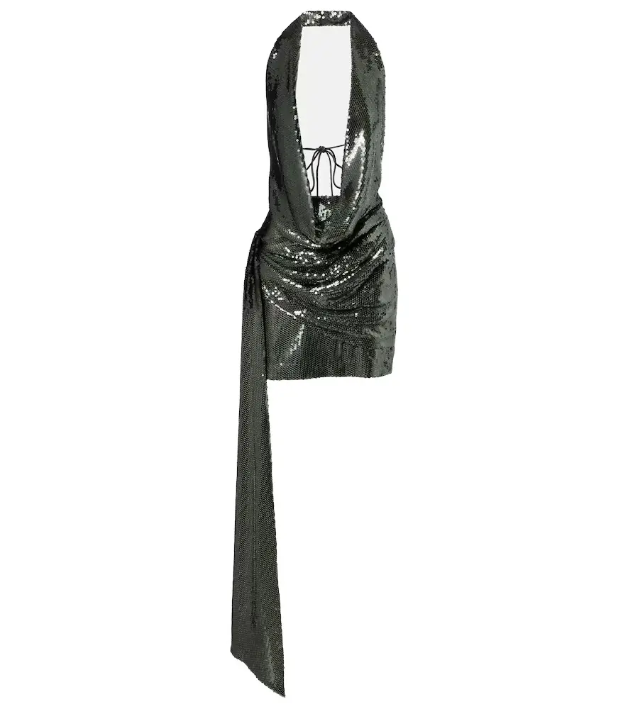 Alex Perry Draped halterneck sequined minidress