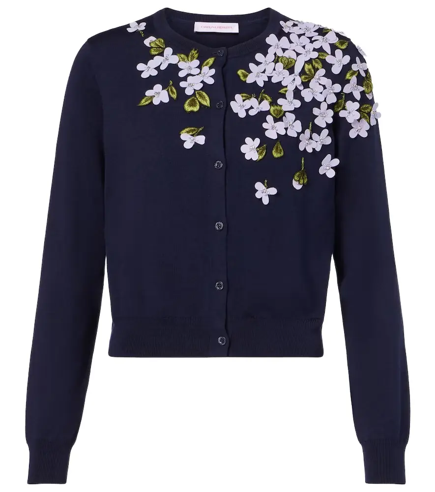 Carolina Herrera Embroidered silk and cotton cardigan