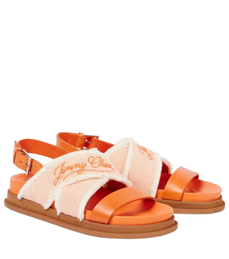 Jimmy Choo Joa canvas and leather sandals - Women's Shoes