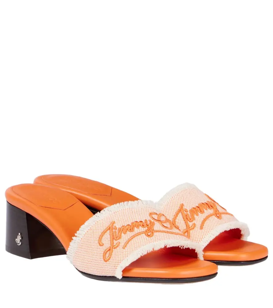 Jimmy Choo Joa 45 embroidered canvas mules - Women's Shoes