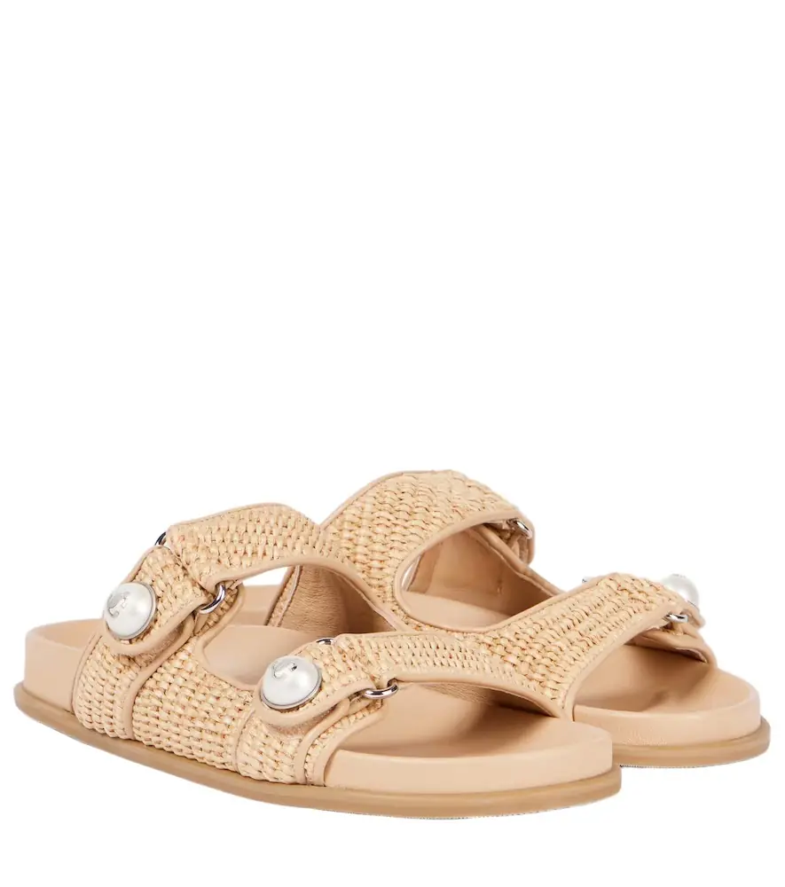 Jimmy Choo Fayence leather-trimmed raffia sandals - Women's Shoes